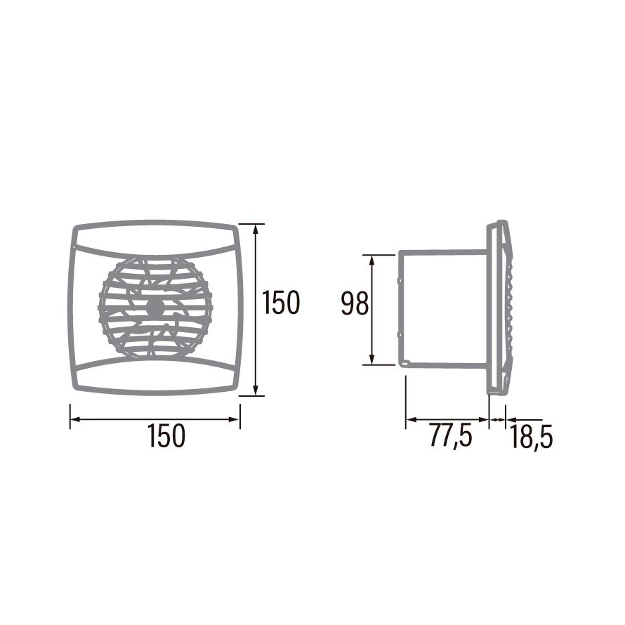 Cata UC-10 Timer Hygro Silver kupatilski ventilator sa tajmerom i meračem vlažnosti vazduha 01201200