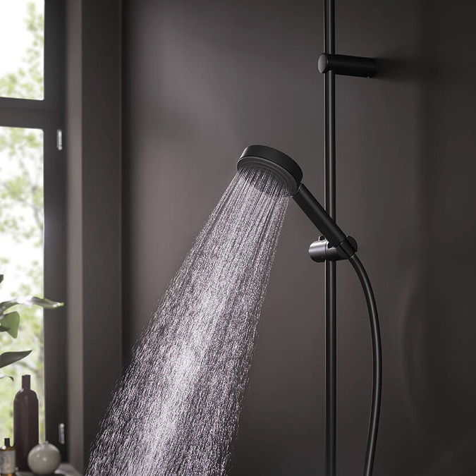 Hansgrohe Pulsify S EcoSmart+ 105 Matt Black ručni tuš sa 1 vrstom mlaza 24121670