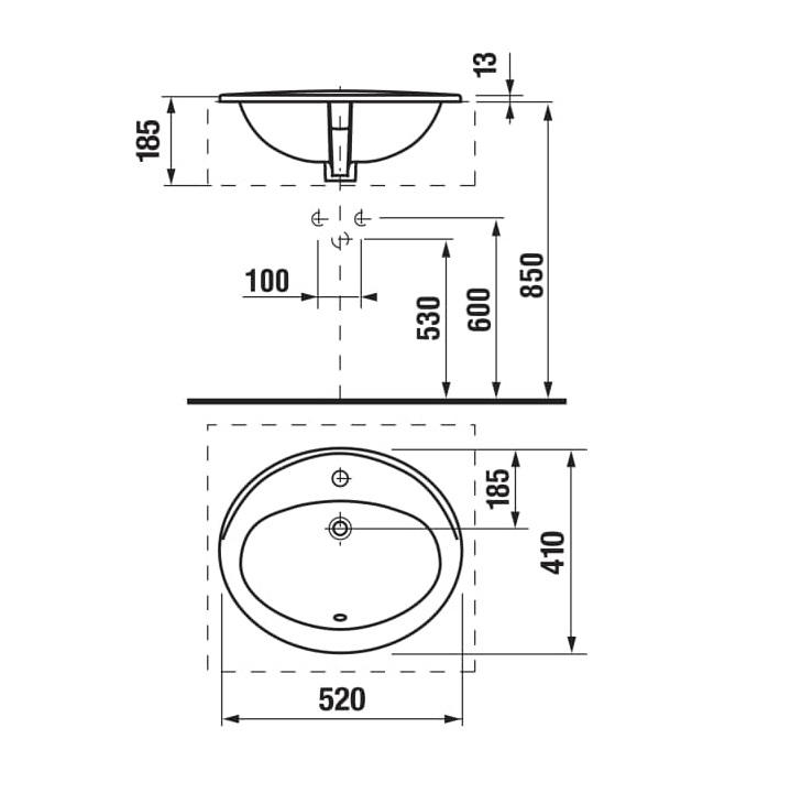 Jika Ibon White umivaonik (lavabo) 52x41x18,5 ugradni ovalni sa rupom za bateriju 8.1301.0.000.104.1