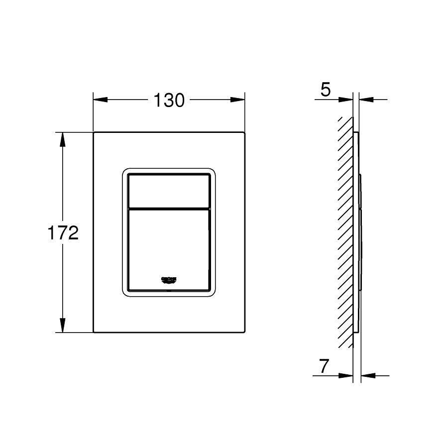 Grohe Skate Cosmopolitan S Brushed Hard Graphite taster za ugradne vodokotliće dvokoličinski četvrtasti 37535AL0