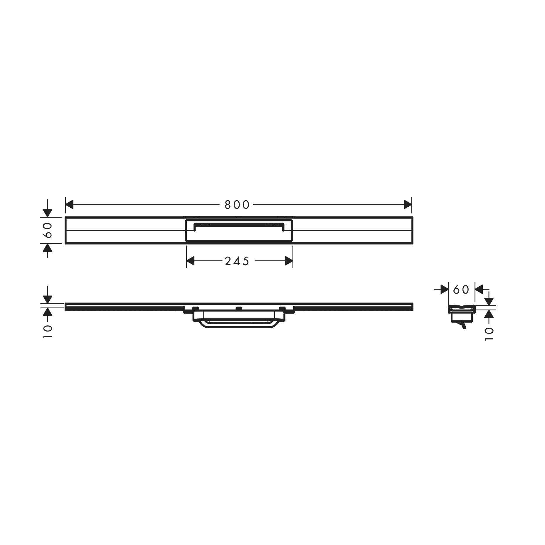 Hansgrohe RainDrain Flex 800 Brushed Stainless Steel tuš kanal skrativi za visinu ugradnje 67 ili 102mm sa pokrivnom rešetkom od nerđajućeg čelika i integrisanim nagibom bez ugradnog odvodnog tela 56044800
