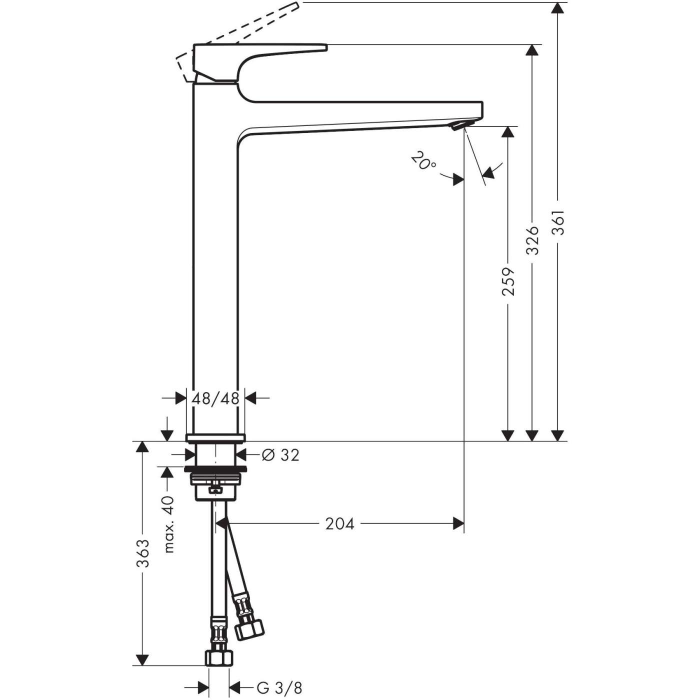 Hansgrohe Metropol 260 Chrome baterija (slavina) za umivaonik sa odlivnim ventilom sifona push-open 74512000