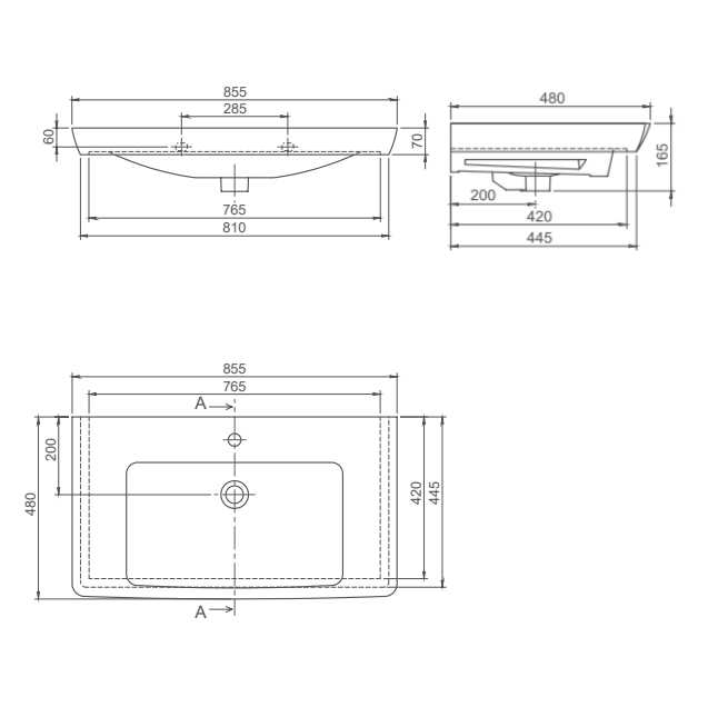 Turkuaz CeraStyle Porto White umivaonik (lavabo) 85,5x48x7 konzolni sa rupom za bateriju i prelivom 68300U