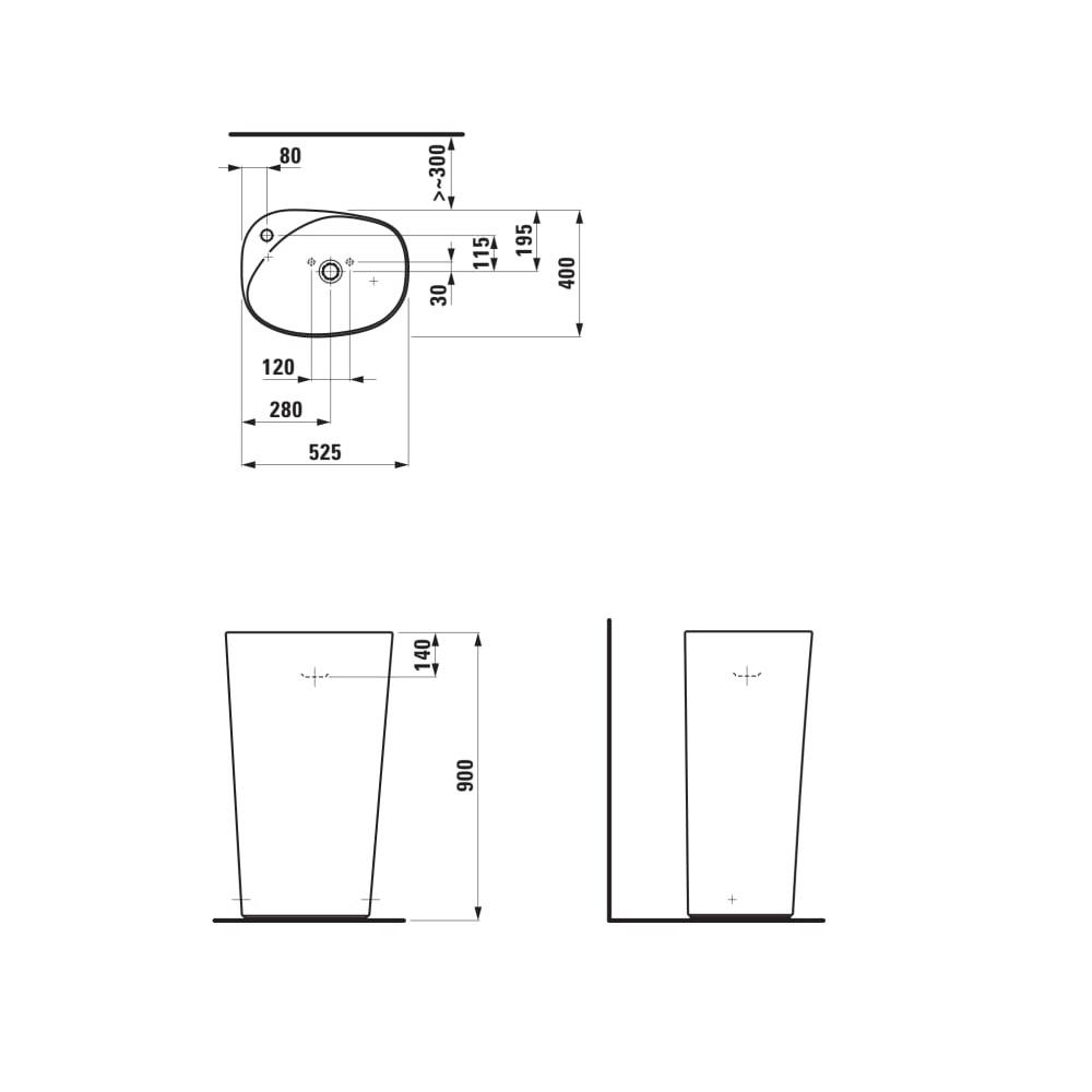 Laufen Palomba White umivaonik (lavabo) 52,5x40x90 samostojeći 8.1180.3.000.104.1