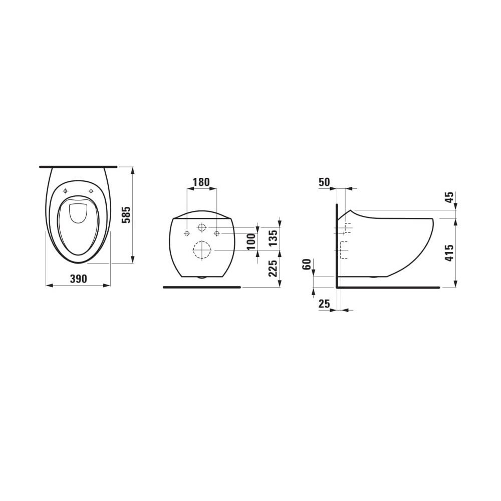Laufen Il Bagno Alessi Caffè Matt Rimless WC šolja konzolna 39x58,5x40 bez ivica sa poklopcem sa automackim spustanjem 8.2097.1.188.000.1