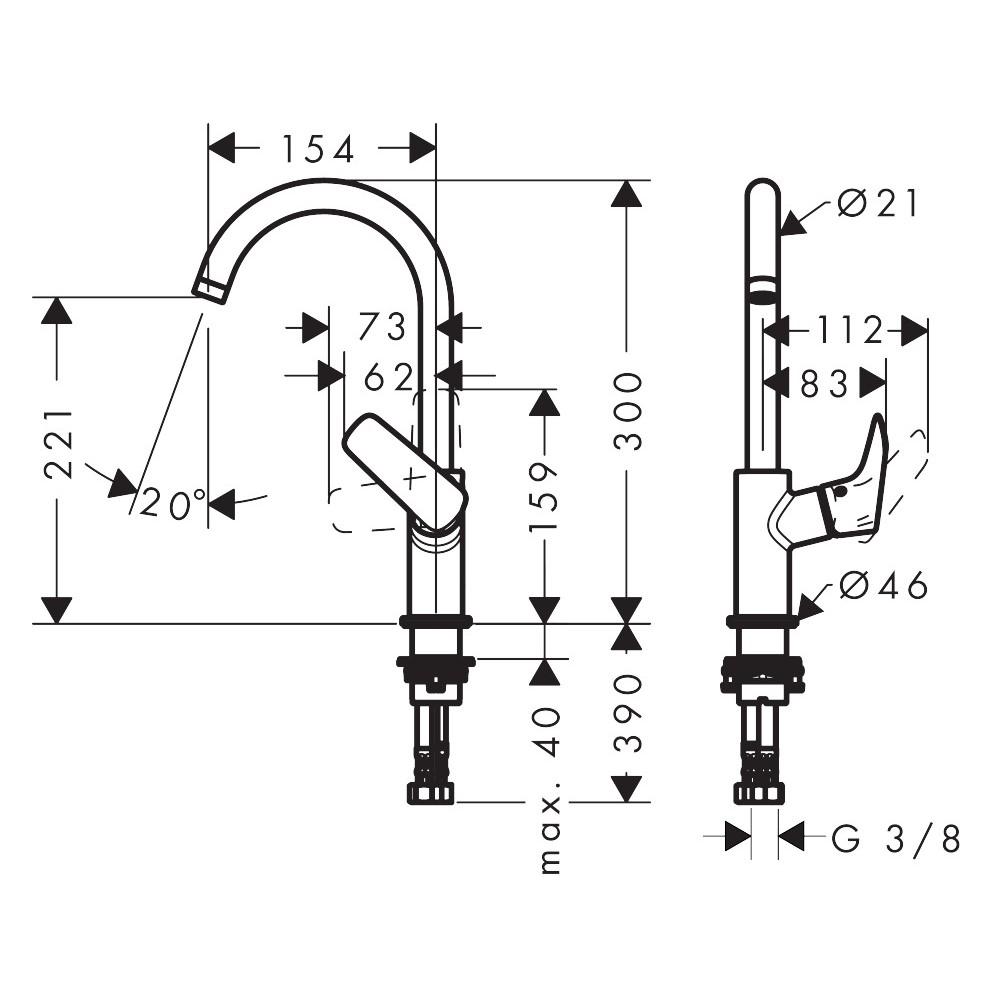 Hansgrohe Logis 210 Chrome baterija (slavina) za umivaonik 71131000