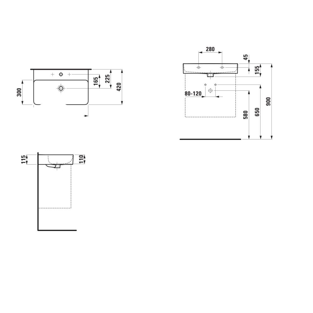 Laufen Val White Umivaonik (lavabo) 65x42x11,5 nadgradni pravougaoni sa prelivom 8.1028.4.000.104.1
