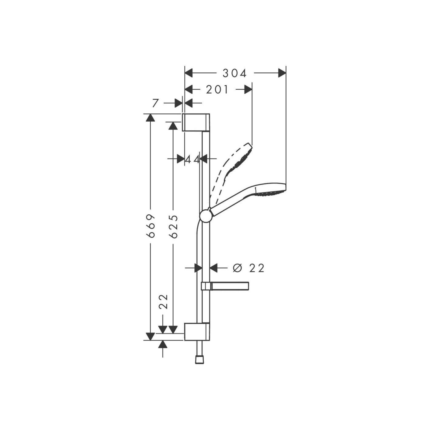 Hansgrohe Croma Select S tuš set: usponska šipka, ručni tuš, držač sapuna i Isiflex 1600 crevo za ručni tuš 26566400