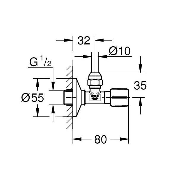 Grohe Hard Graphite ek ventil ugaoni 1/2x3/8