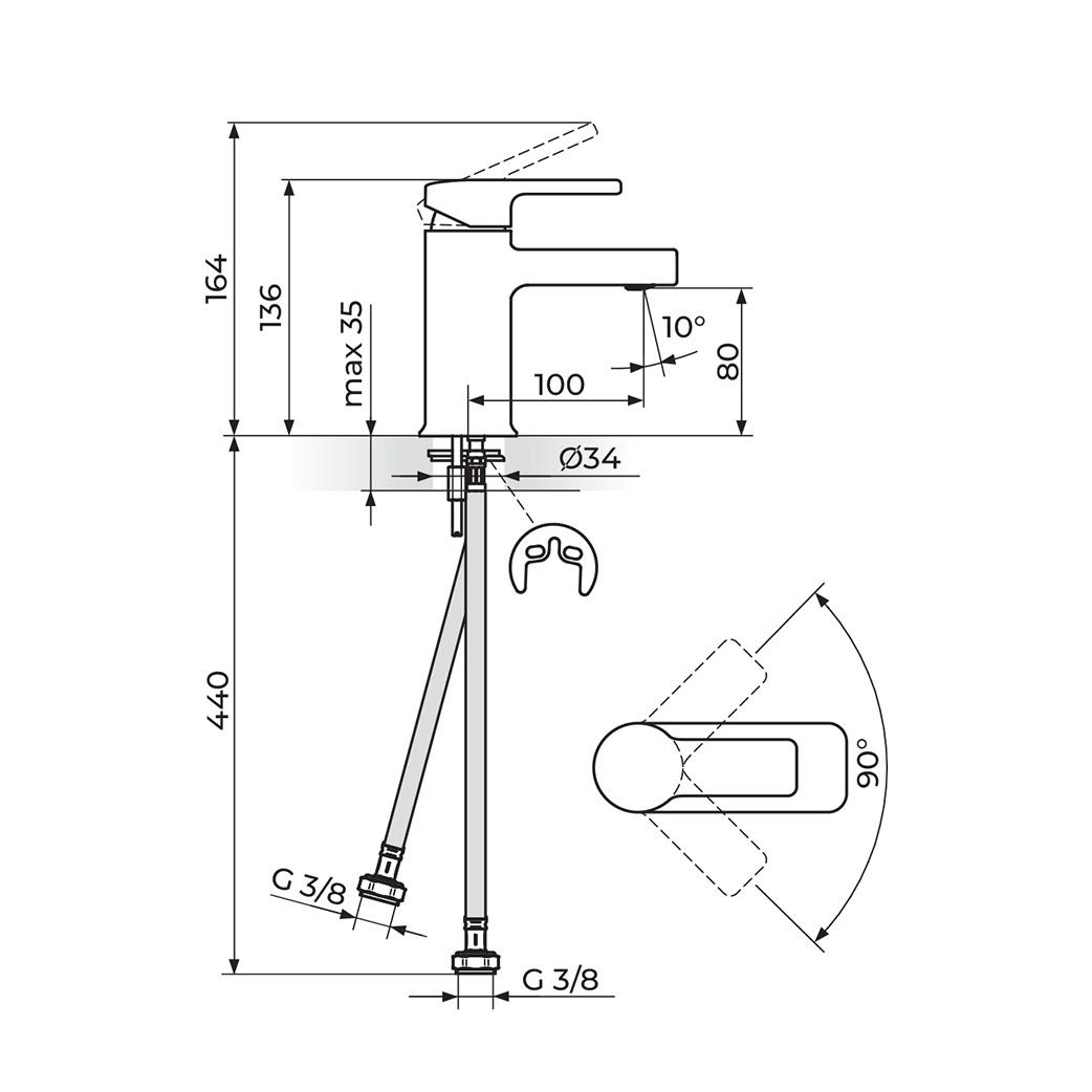 Rosan B/2 80 Chrome baterija (slavina) za umivaonik JB30101