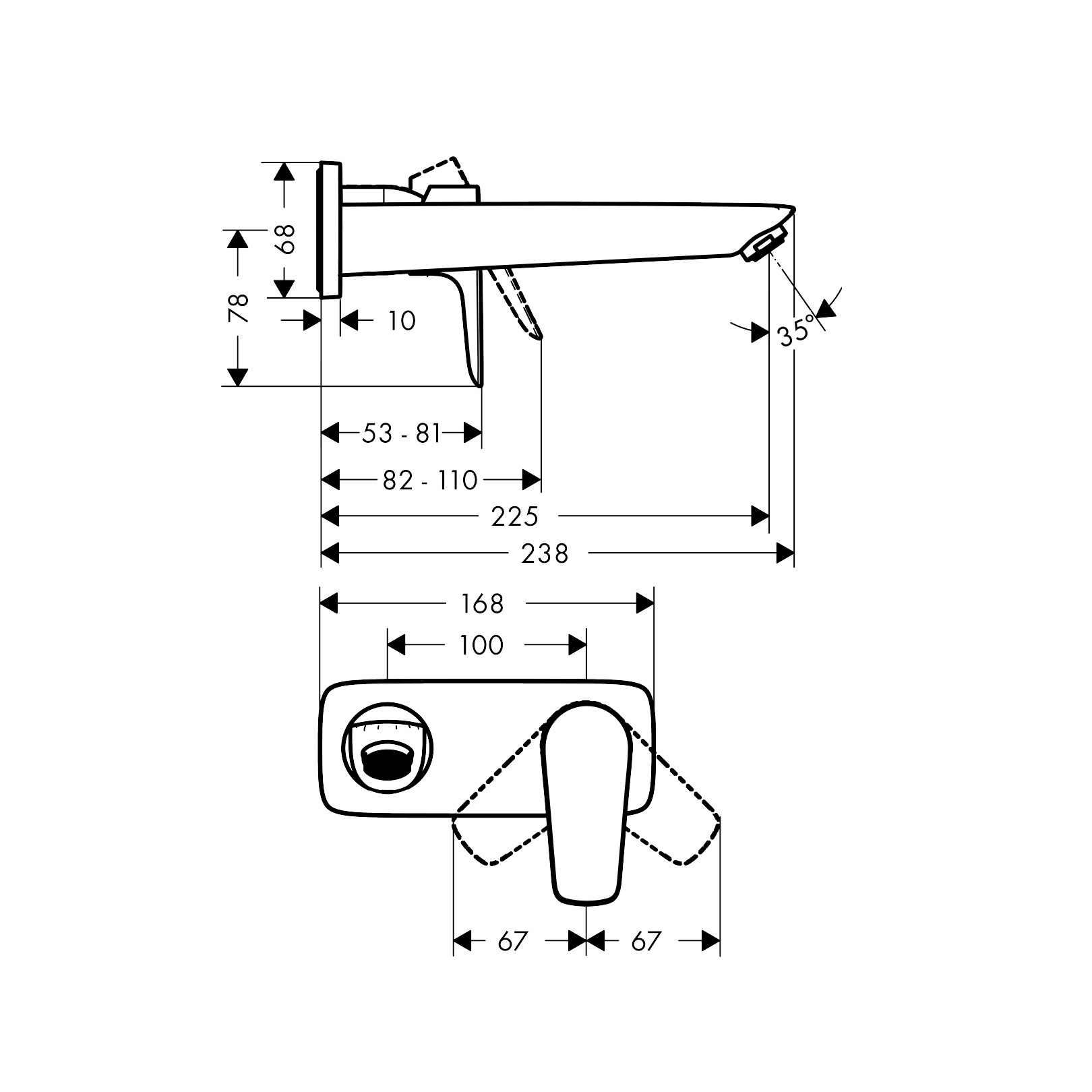 Hansgrohe Talis E 225 Matt Black uzidna baterija (slavina) za umivaonik sa odlivnim ventilom sifona nezatvorivim 71734670
