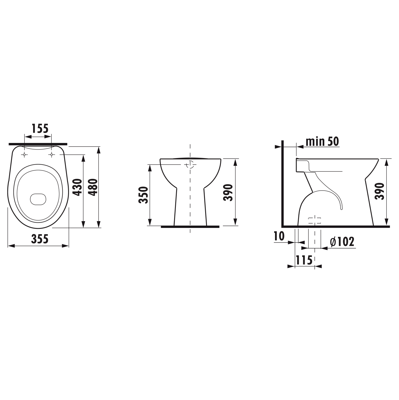 Jika Zeta White WC šolja podna 48x35,5x39 sa odvodom u pod (simplon)  8.2239.7.000.000.1