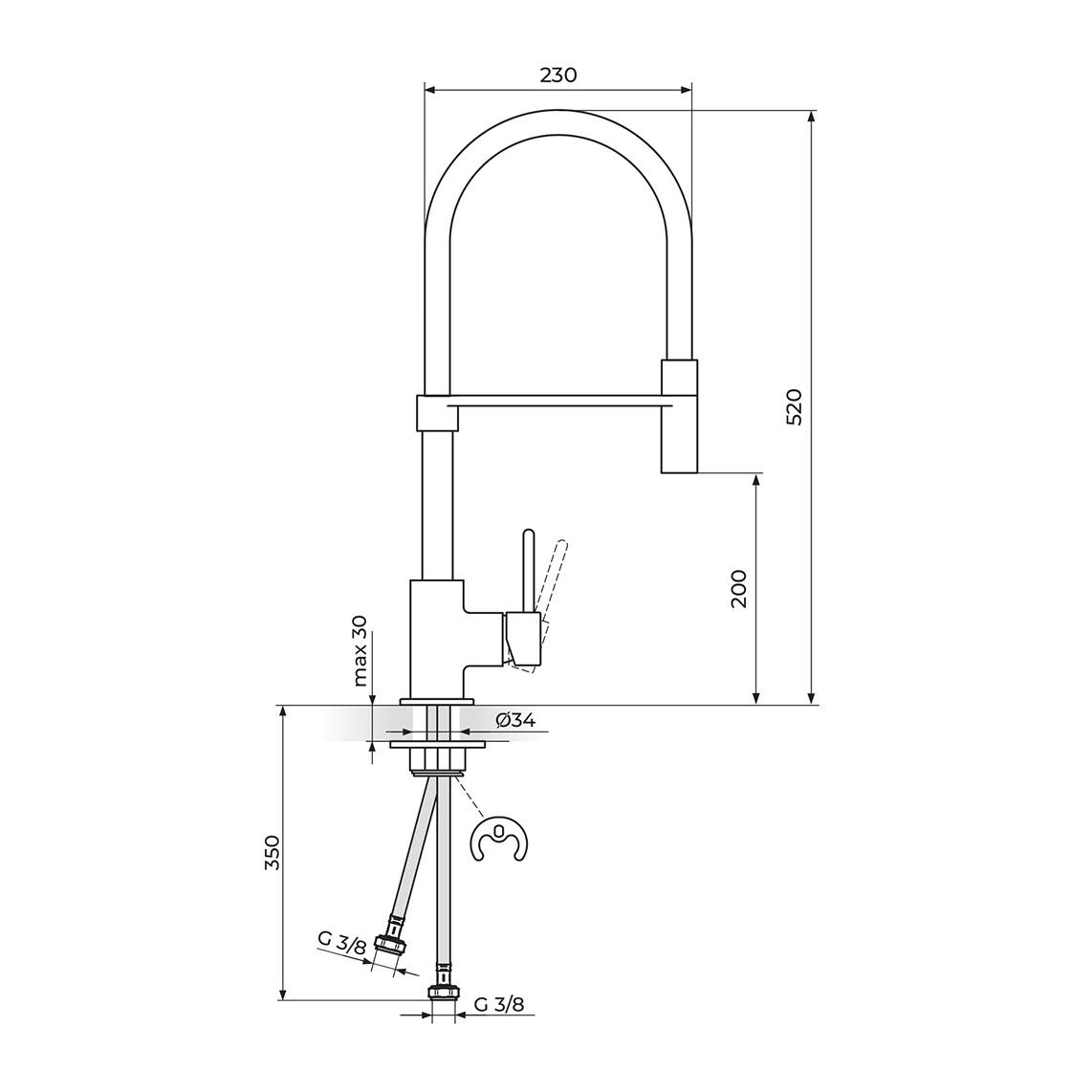Rosan Zerro 200 Chrome/Matt Black baterija (slavina) za sudoperu poluprofesionalna JZ38701