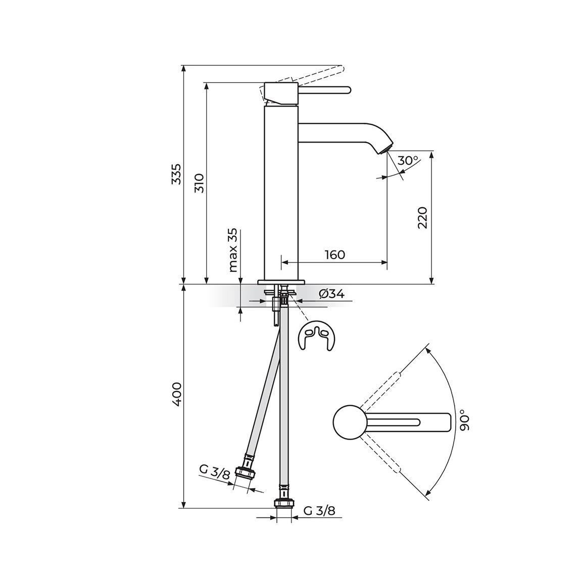 Rosan Zerro 220 Chrome baterija (slavina) za umivaonik JZ30109