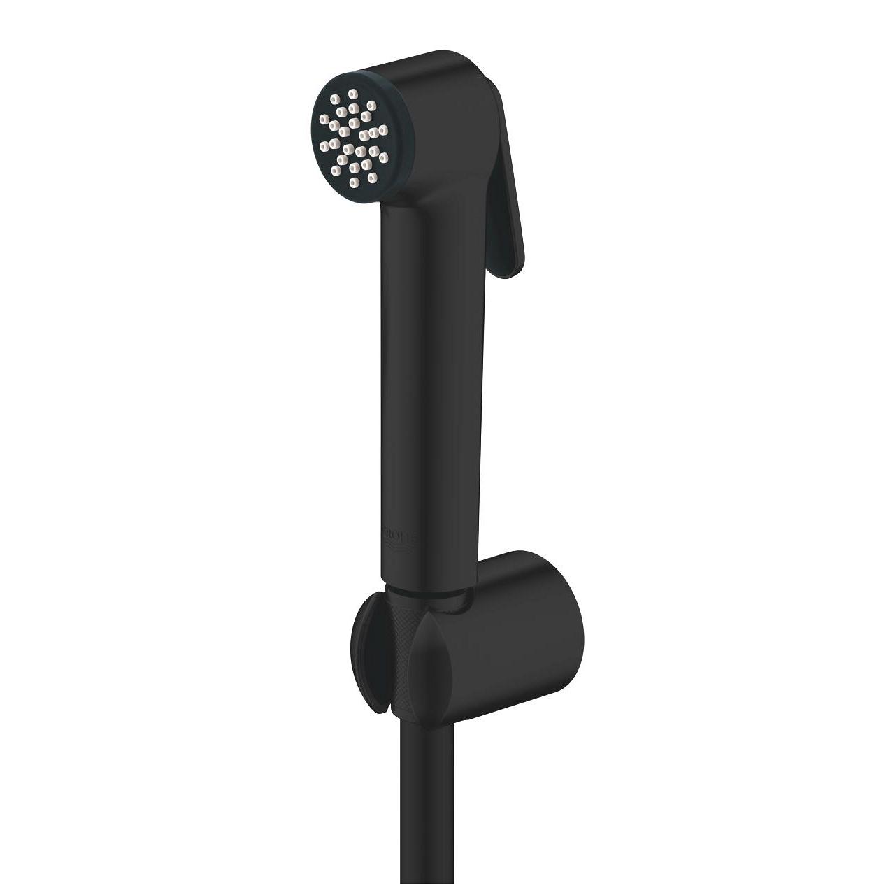 Grohe Tempesta-F Trigger Spray 30 Matt Black Set ručni higijenski tuš (bideta) sa aktivatorom mlaza, zidni priključak za crevo sa integrisanim držačem za tuš i Silverflex 1250 crevo za tuš 1025302431
