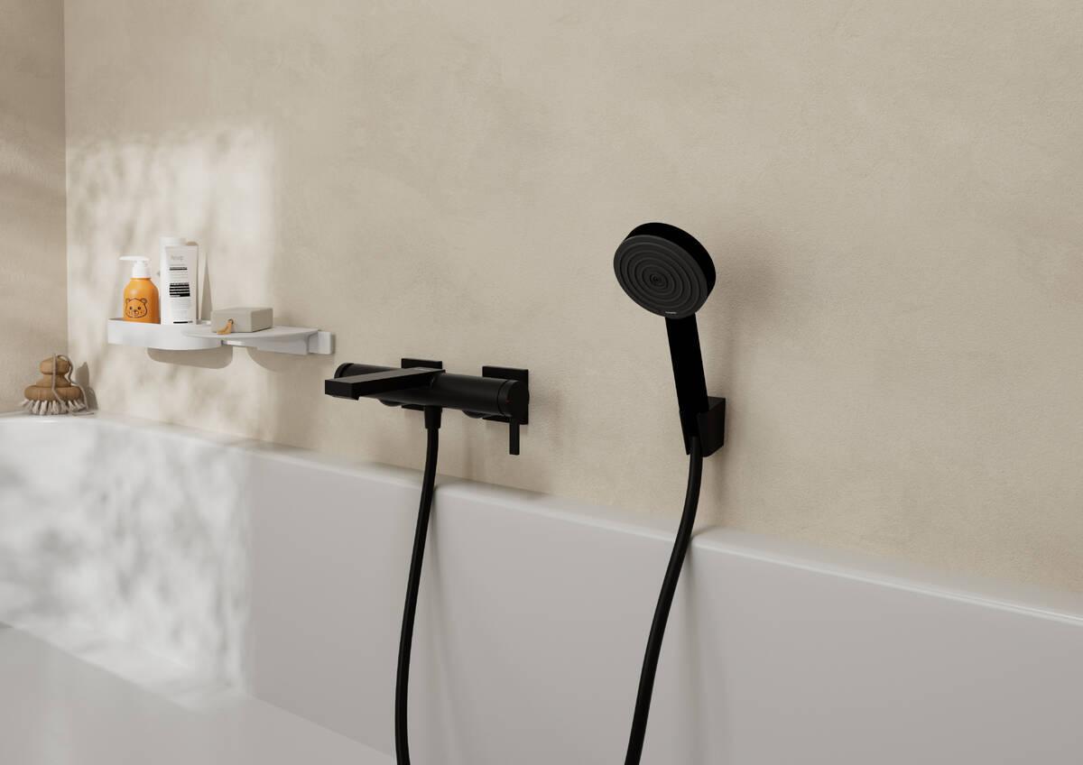 Hansgrohe Pulsify Select S Matt Black tuš set: ručni tuš sa 3 mlaza, držač za ručni tuš, Isiflex 1600 crevo za tuš 24303670