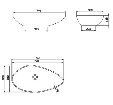 Turkuaz CeraStyle Olive White umivaonik (lavabo) 74x38x14,5 nadgradni 71300