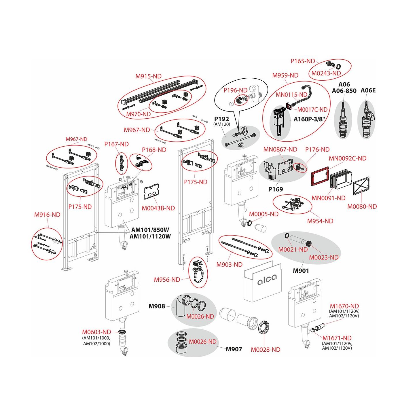 Alca Drain Sádromodul AM101/1120 Standard ugradni vodokotlić za konzolnu WC šolju sa setom za kačenje za oblaganje gips-karton pločama 51x12,5-34,5x112