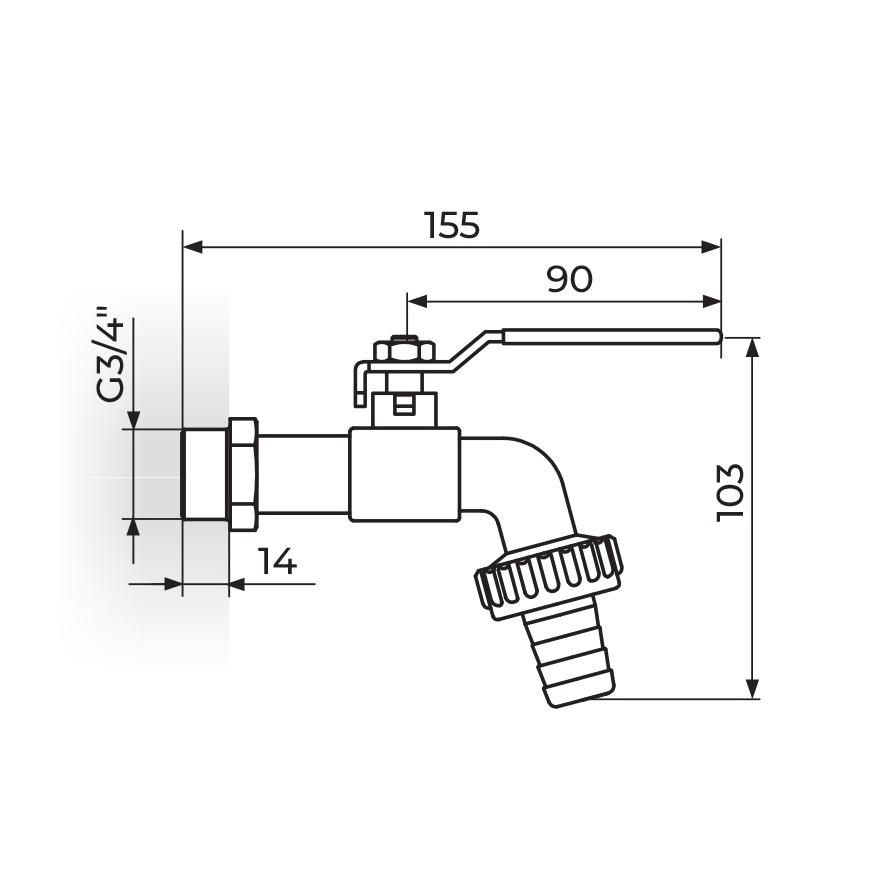 Rosan Armor Chrome baštenska slavina sa metalnim holenderom 3/4x1
