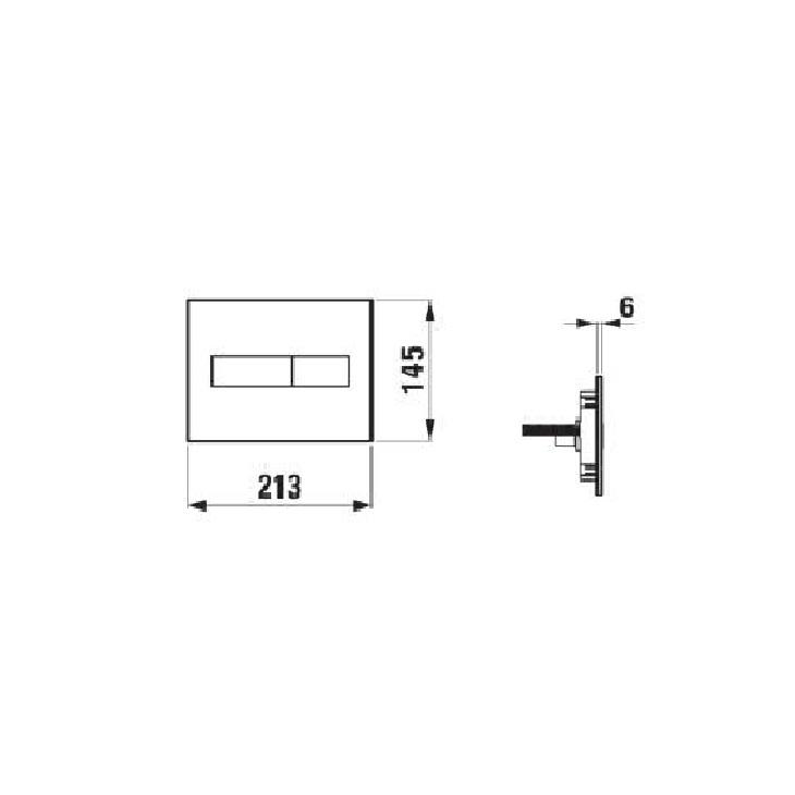 Laufen Ineo Horizon DualFlush Matt Black taster za ugradne vodokotliće dvokoličinski sa četvrtastom tipkom debljine 6mm 9.0011.1.716.000.1