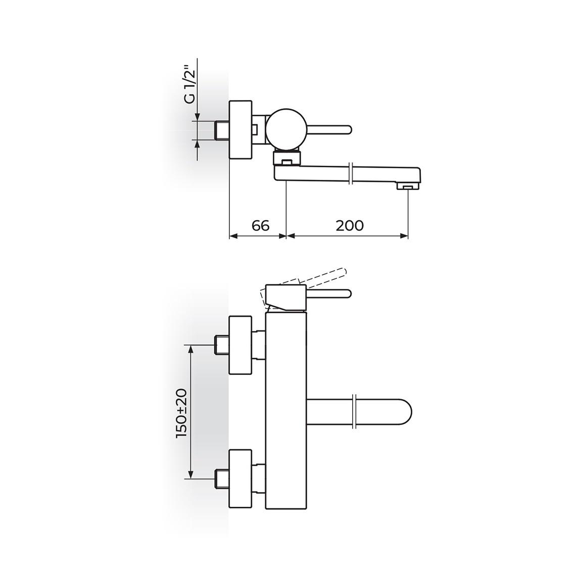 Rosan Zerro 266 Chrome baterija (slavina) zidna za umivaonik/lavabo JZ32120