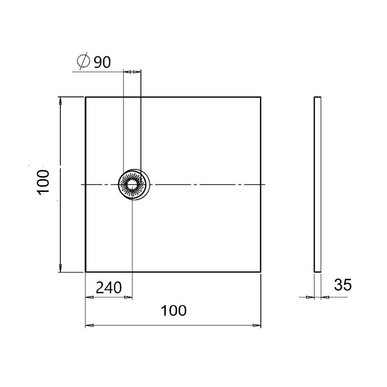 Kolpa San Hopp White tuš kada 100x100 ugradna ili nadgradna visine 35mm sa poklopcem sifona 575250