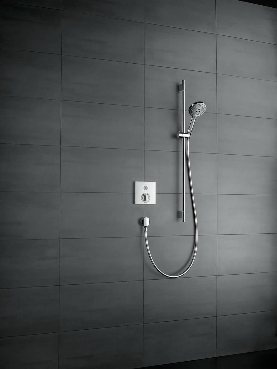 Hansgrohe Croma Select S 110 White/Chrome tuš set: ručni tuš sa 3 mlaza, Isiflex'B 1600 crevo za tuš i usponska šipka sa kliznim držačem i policom 26574400
