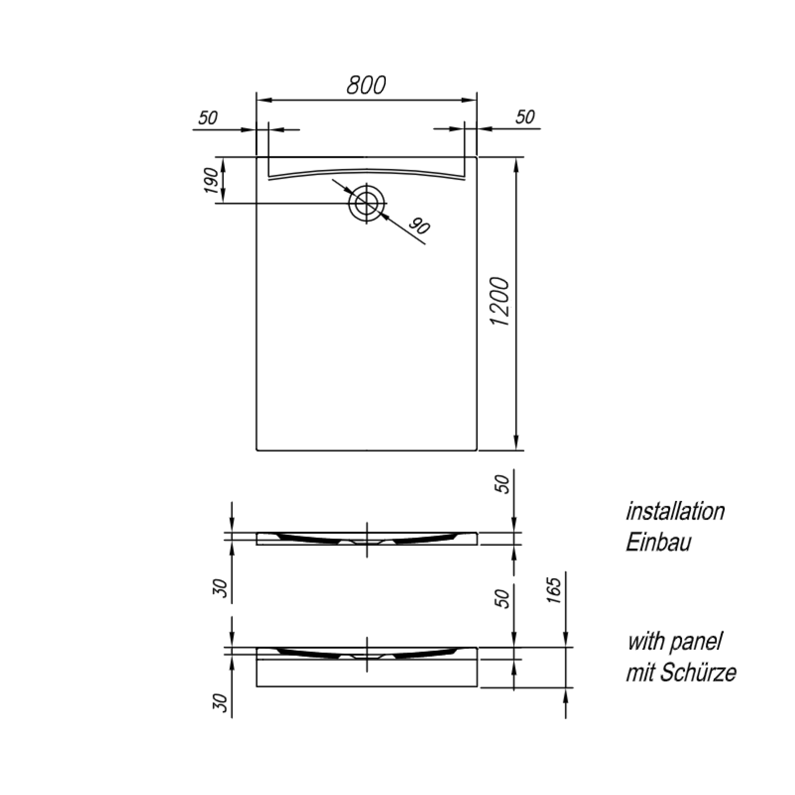Kolpa San Evelin Tray Q White 80x120x16.5 tuš kada četvrtasta ugradna od sanitarnog akrila sa oblogom i postoljem sa odlivom Ø90mm 593330