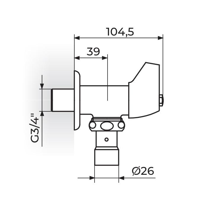 Rosan Armor Chrome ventil za ispirač WC šolje 3/4