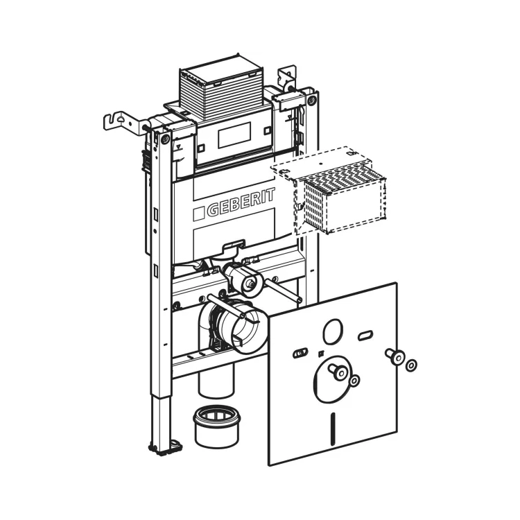 Geberit Duofix Omega 12 ugradni vodokotlić visine 82cm sa setom za kačenje, priključcima i zvučnom izolacijom za tastere odozgo ili čeono 111.011.00.2