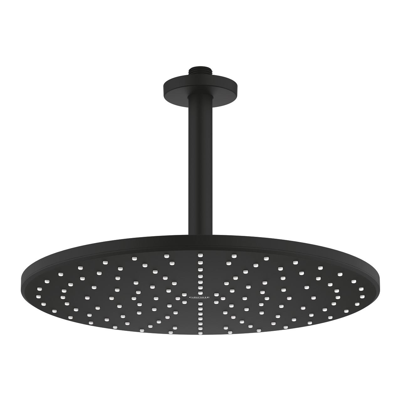Grohe Rainshower Mono 310 Phantom Black nadglavni tuš okrugli sa 1 mlazom i držačem nadglavnog tuša plafonskim 22122KF0
