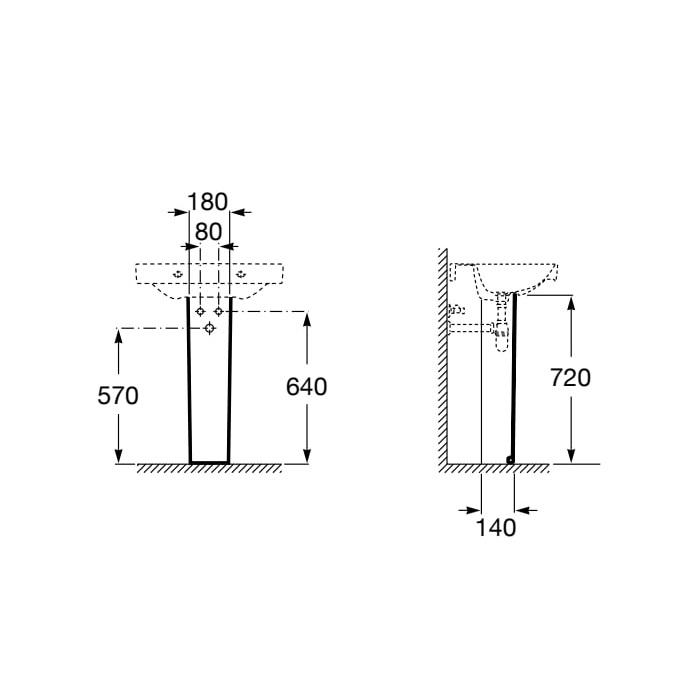 Roca Debba Victoria White stub za umivaonik 18x14x72 A335990000