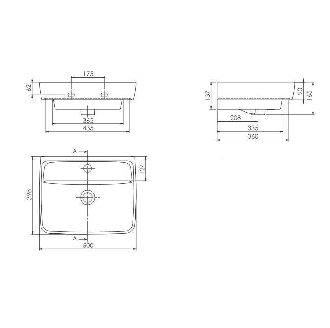 Turkuaz CeraStyle Duru White umivaonik (lavabo) 50x39,8x9 konzolni sa rupom za bateriju i prelivom 35000U