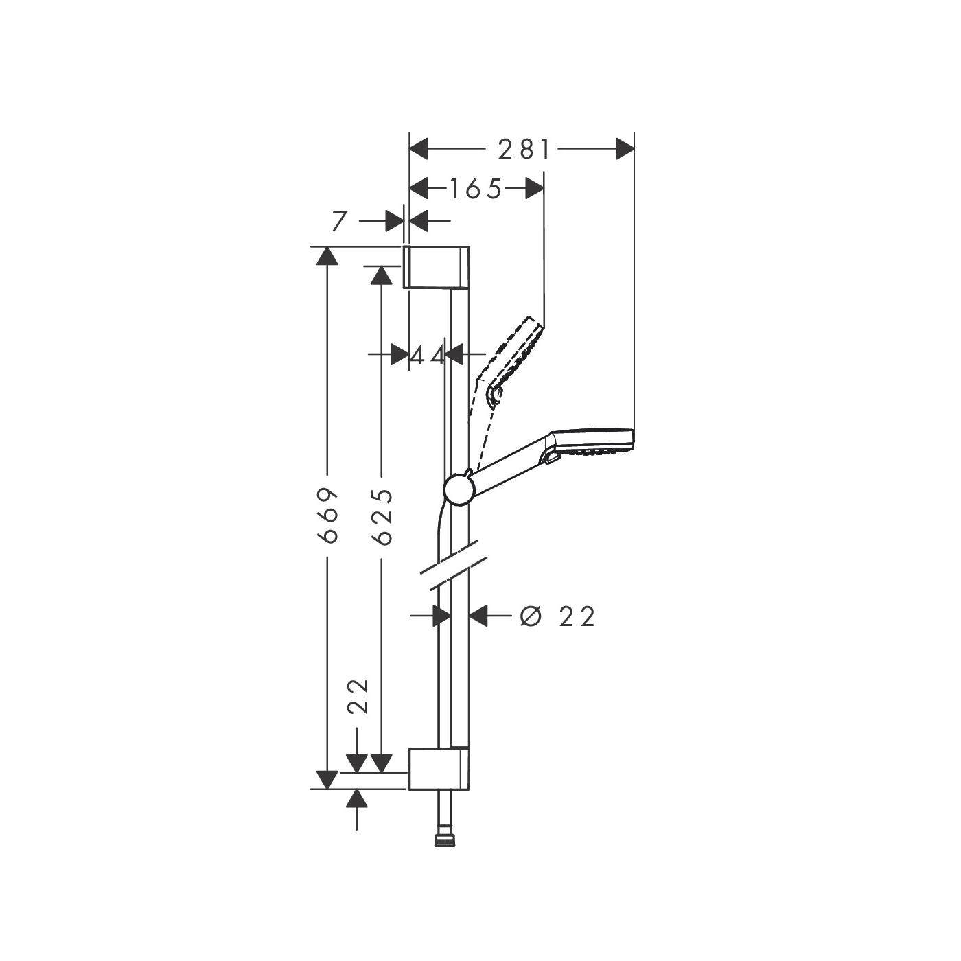 Hansgrohe Crometta Vario EcoSmart 100 White/Chrome ručni tuš sa 2 vrste mlaza sa usponskom šipkom, kliznim držačem i crevom Isiflex B'1600 26534400