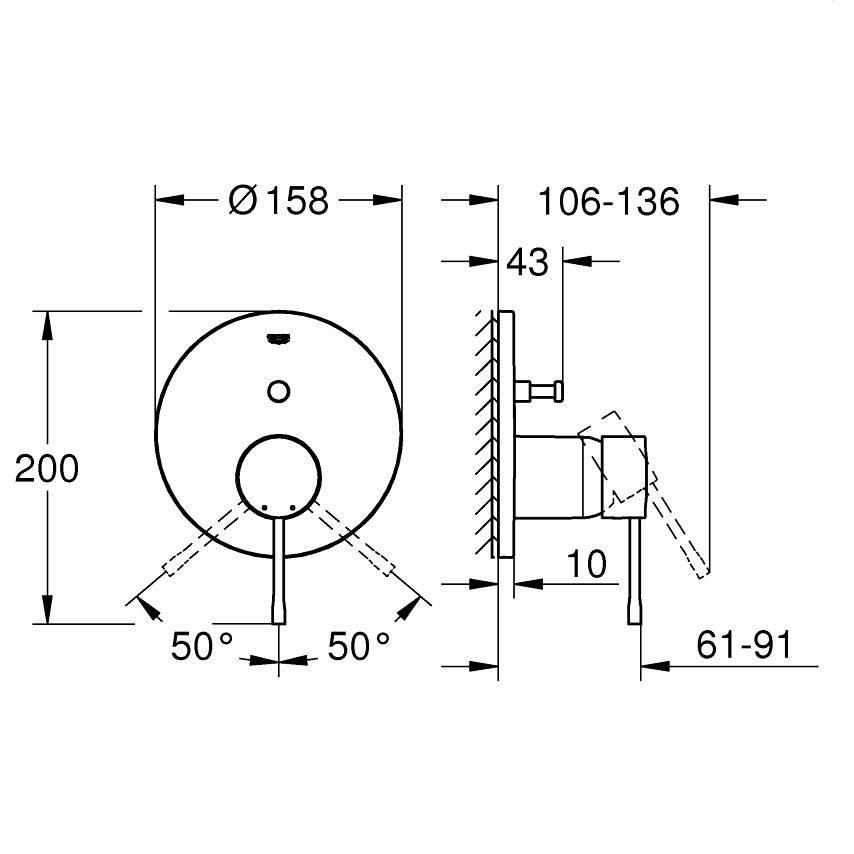Grohe Essence Brushed Hard Graphite mešač sa prebacivačem sa dve funkcije okrugli 24167AL1