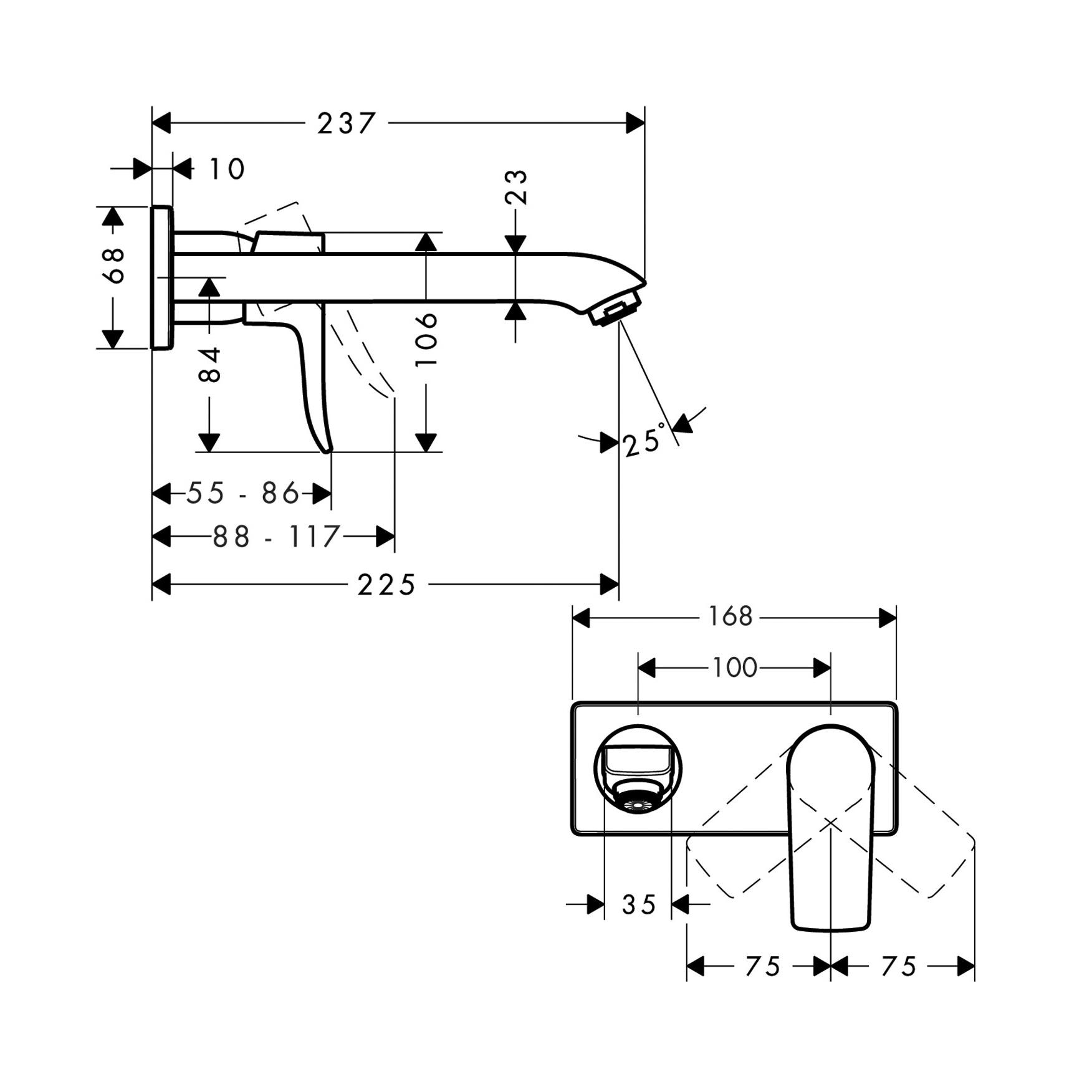 Hansgrohe Metris 225 Chrome uzidna baterija (slavina) za umivaonik sa odlivnim ventilom sifona nezatvorivim 31086000