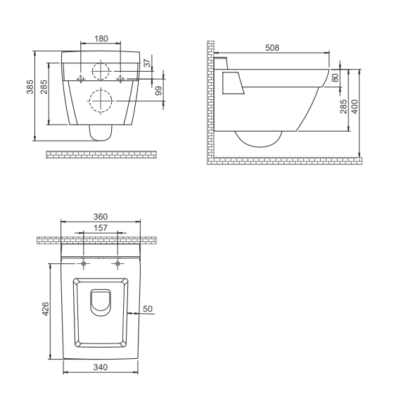 Turkuaz CeraStyle Mona White WC šolja konzolna 36x50,8x38,5 sa vidljivim kačenjem 18000W