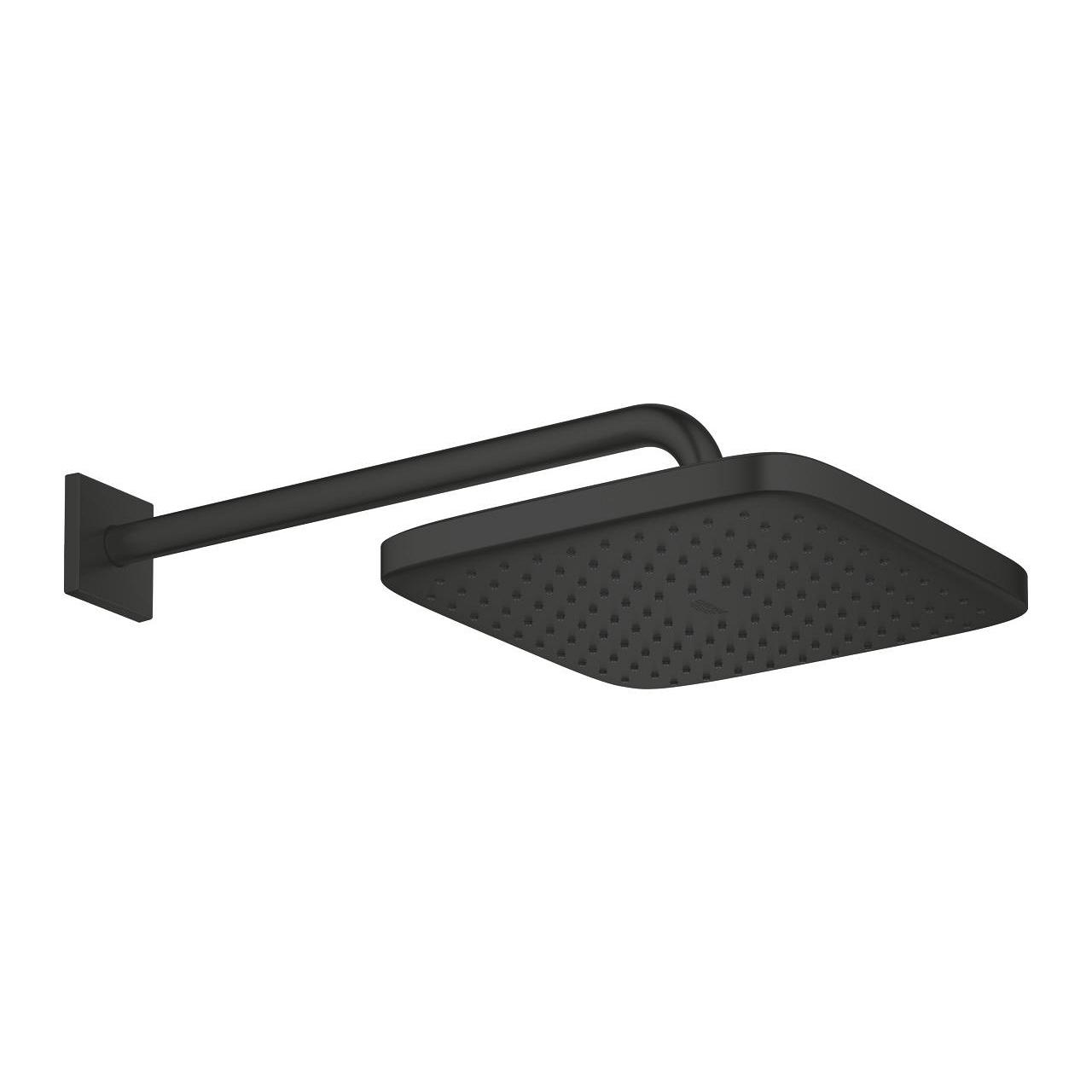 Grohe Tempesta 250 Cube  Phantom Black nadglavni tuš četvrtasti sa 1 mlazom i držačem nadglavnog tuša zidnim od 380mm 266872430