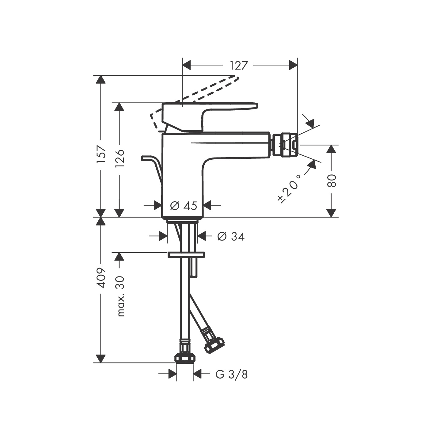 Hansgrohe Vernis Blend Matt Black baterija (slavina) za bide sa odlivnim ventilom sifona pop-up  71210670
