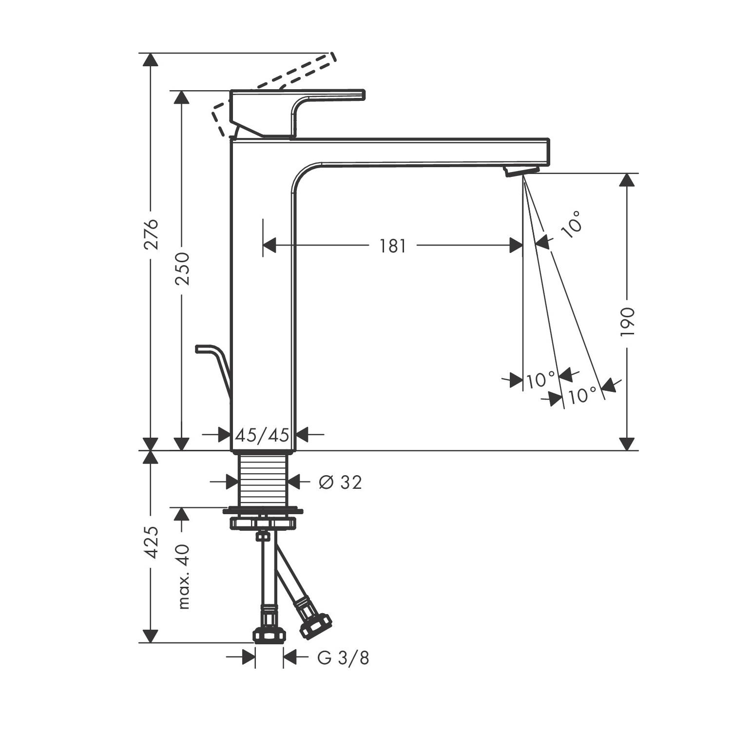 Hansgrohe Vernis Shape 190 Matt Black baterija (slavina) za umivaonik sa odlivnim ventilom sifona pop-up 71562670