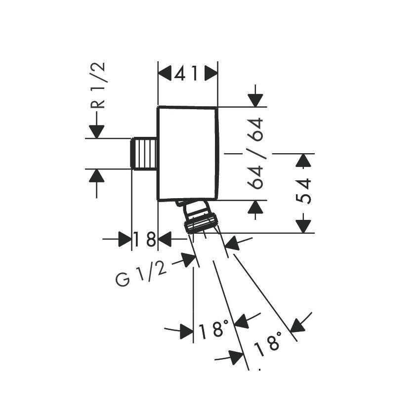 Hansgrohe FixFit SoftSquare Chrome priključak za crevo ručnog tuša sa zglobnim priključkom i nepovratnim ventilom 27414000