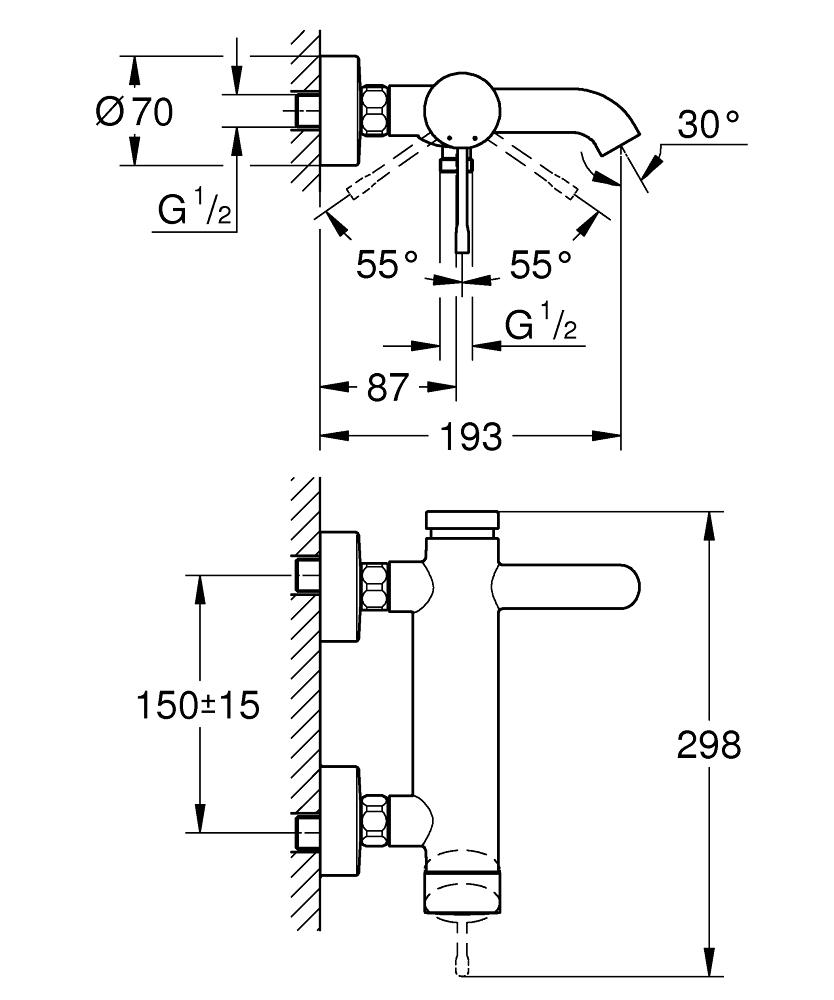 Grohe Essence Chrome baterija (slavina) za tuš sa izlivom 33624001