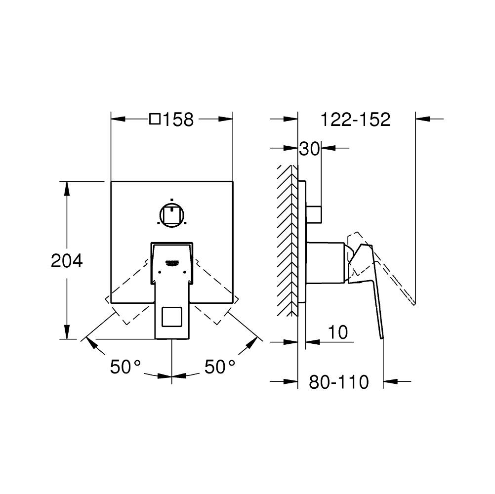 Grohe Eurocube Chrome mešač sa prebacivačem sa 3 funkcije 24094000