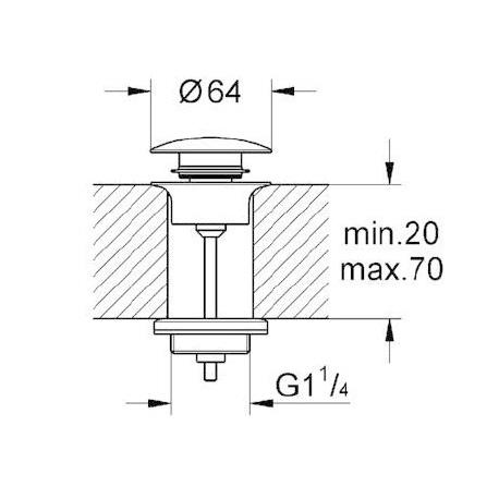 Grohe Hard Graphite odlivni ventil sifona push-open 65807A00