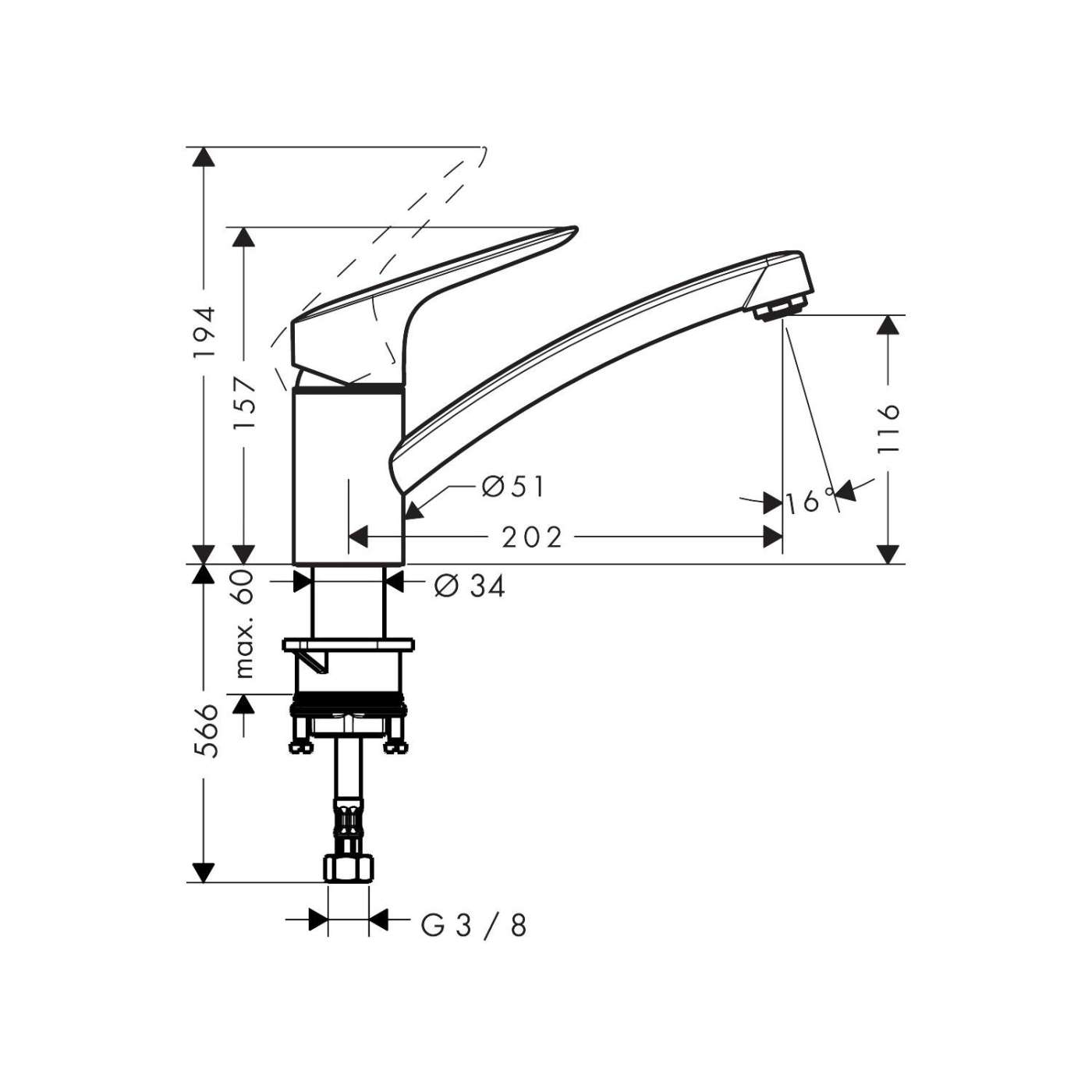 Hansgrohe Logis M31 120 Chrome baterija (slavina) za sudoperu 1 mlaz 71830000
