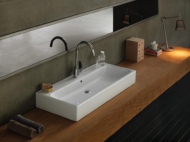 Turkuaz CeraStyle Pinto White umivaonik (lavabo) 76x46,5x13 konzolni i nadgradni sa rupom za bateriju i prelivom 80000U