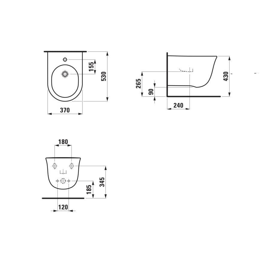 Laufen New Classic White bide konzolni sa rupom za bateriju 37x53x34 8.3085.1.000.302.1