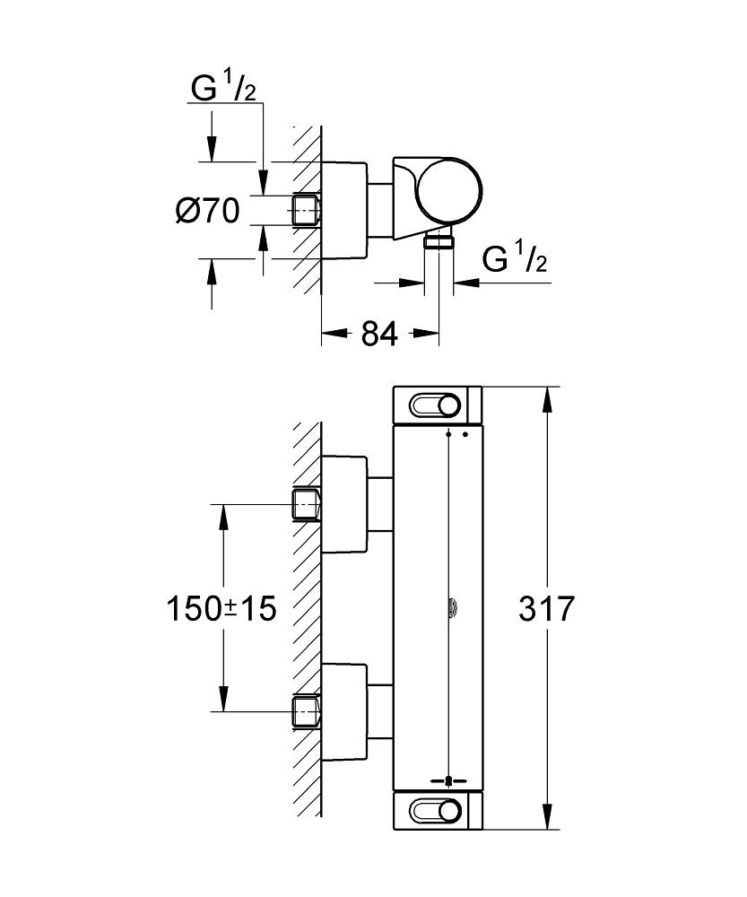 Grohe Grohtherm 2000 Chrome baterija (slavina) za tuš termostatska 34169001
