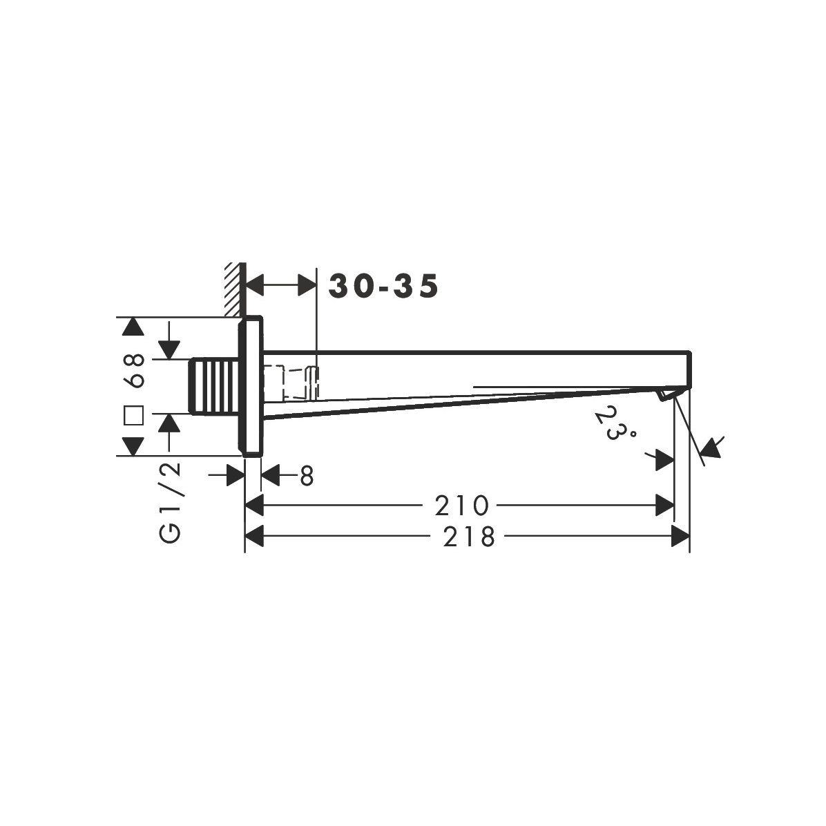 Hansgrohe Tecturis E 210 Chrome izliv za kadu zidni 73410000