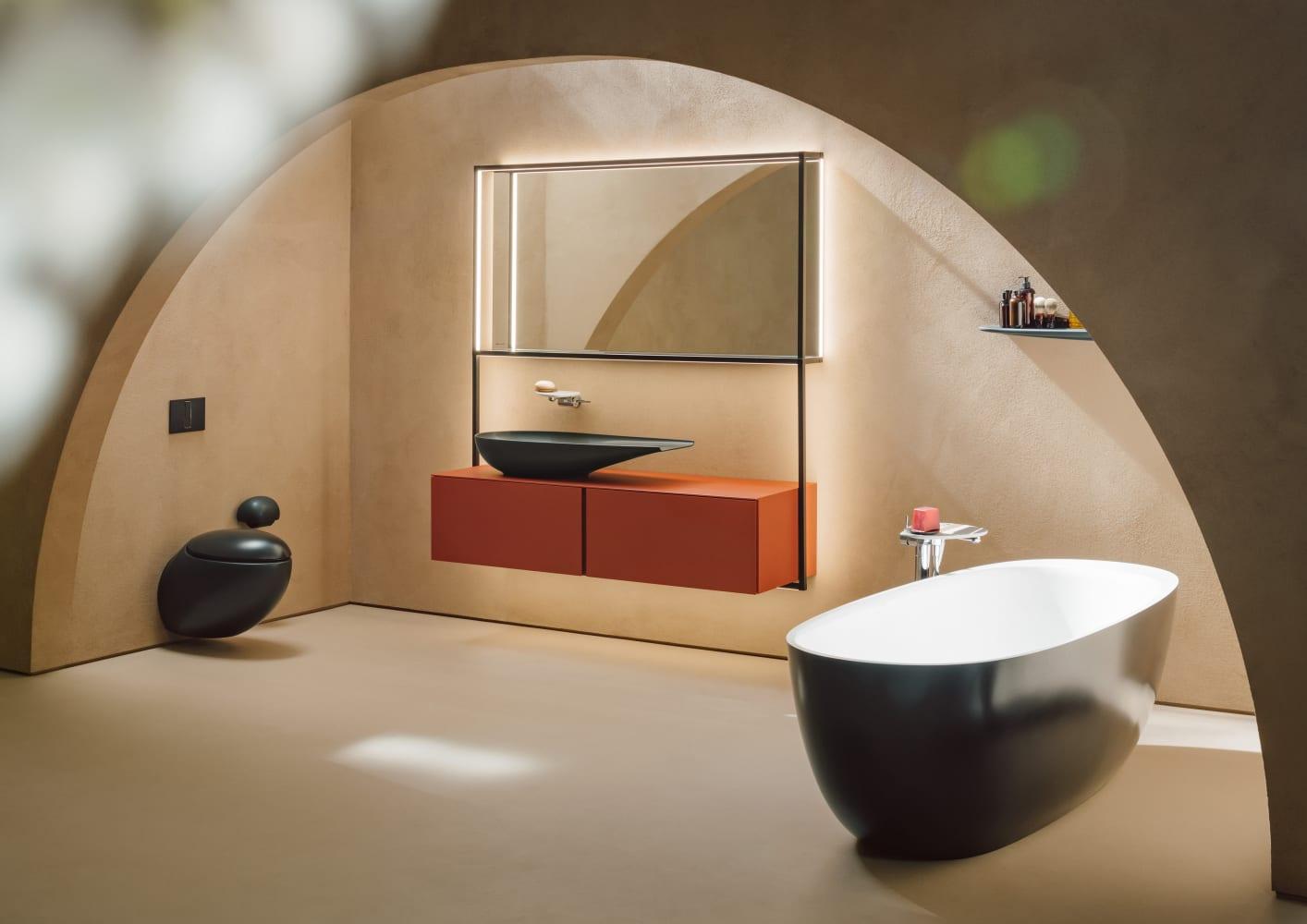 Laufen Il Bagno Alessi Black Matt Rimless WC šolja konzolna 39x58,5x40 bez ivica sa poklopcem sa automackim spustanjem 8.2097.1.716.000.1